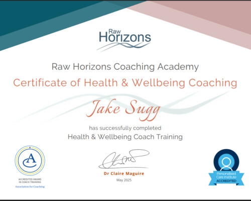 Raw Horizons Coaching Academy Certificate of Health & Wellbeing Coaching