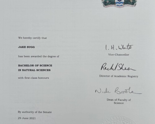 Bachelor of science degree certificate